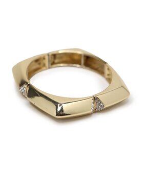 Chunky Retro Gold Geometric Stretch Bracelet Rhinestone Accent Statement Jewelry